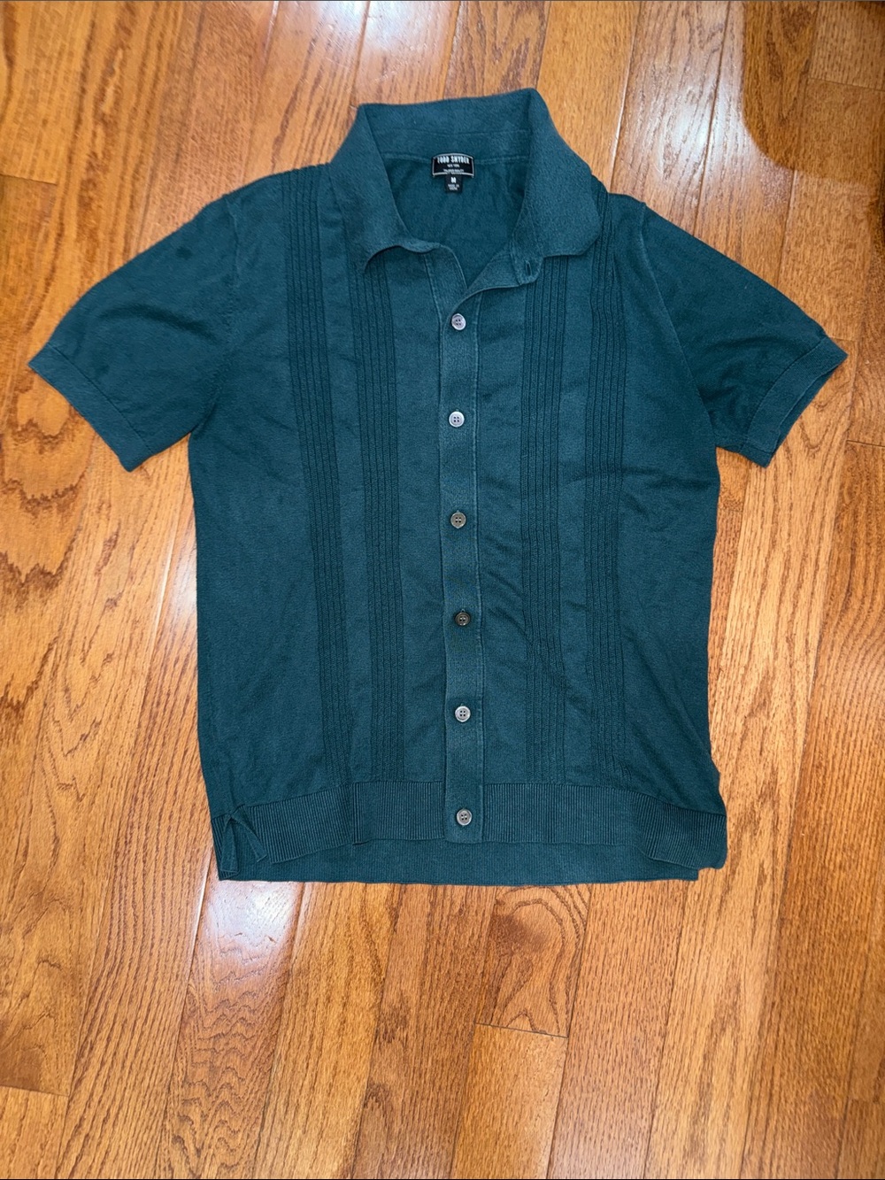 Todd Snyder Teal Short-Sleeve Button-Down Knit Shirt